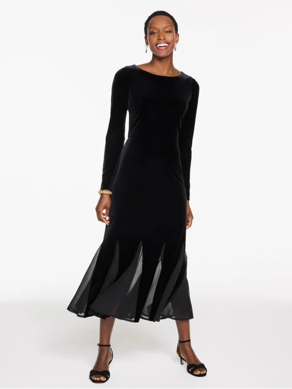 Velour Fit & Flare Maxi Dress Black Whimsigoth Evening Cocktail Size 14